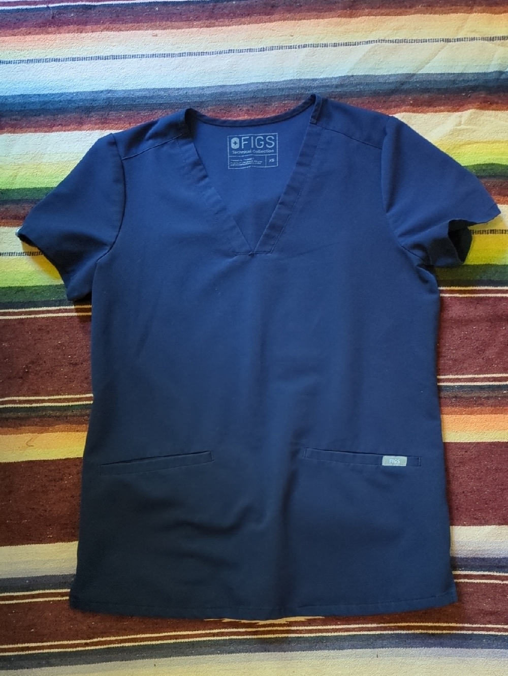 FIGS Navy Blue Casma V-Neck Short Sleeve Scrub Top